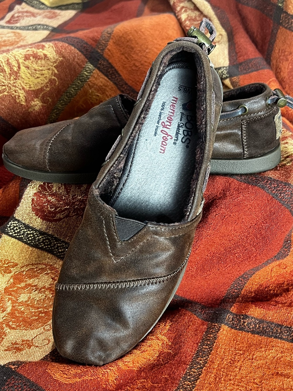 Sketcher BOBS Chill Luxe Buttoned Women’s Dark Brown Faux Leather Slip-On Loafer